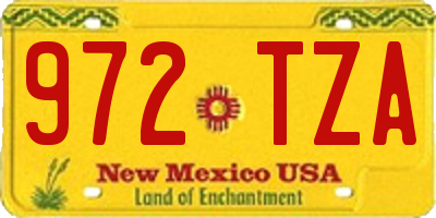 NM license plate 972TZA