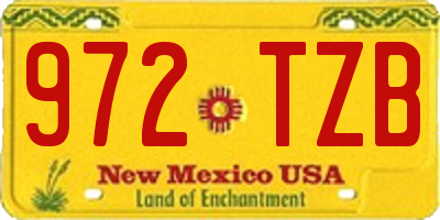 NM license plate 972TZB