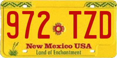 NM license plate 972TZD