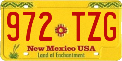 NM license plate 972TZG