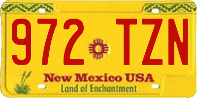 NM license plate 972TZN