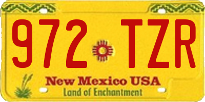 NM license plate 972TZR