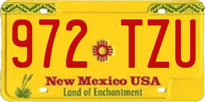 NM license plate 972TZU