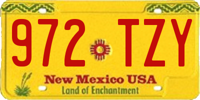 NM license plate 972TZY