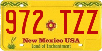 NM license plate 972TZZ