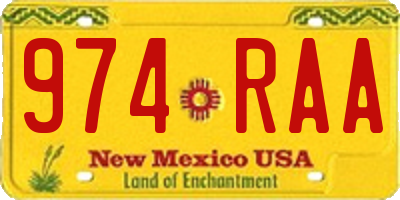 NM license plate 974RAA