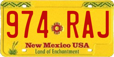 NM license plate 974RAJ