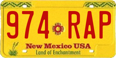 NM license plate 974RAP
