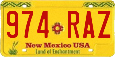 NM license plate 974RAZ