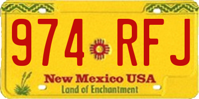 NM license plate 974RFJ