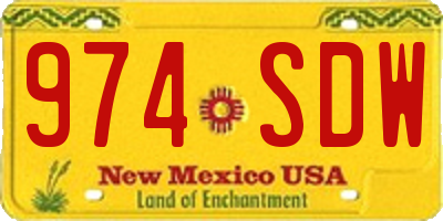 NM license plate 974SDW