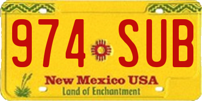 NM license plate 974SUB