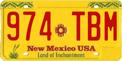 NM license plate 974TBM