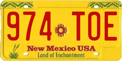 NM license plate 974TOE