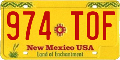 NM license plate 974TOF