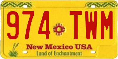 NM license plate 974TWM