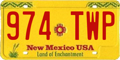 NM license plate 974TWP