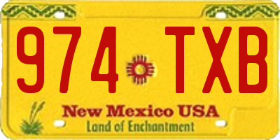 NM license plate 974TXB