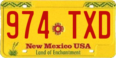 NM license plate 974TXD