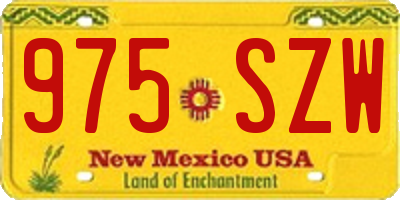 NM license plate 975SZW