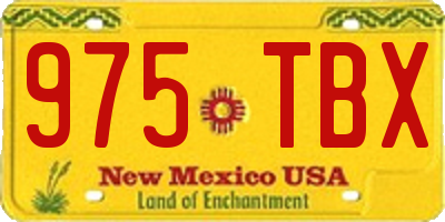 NM license plate 975TBX