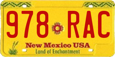 NM license plate 978RAC