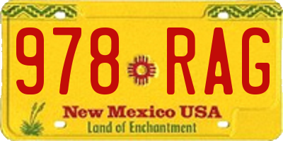 NM license plate 978RAG