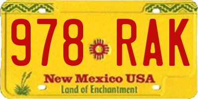 NM license plate 978RAK