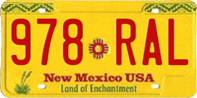 NM license plate 978RAL