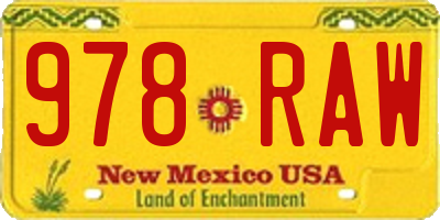 NM license plate 978RAW