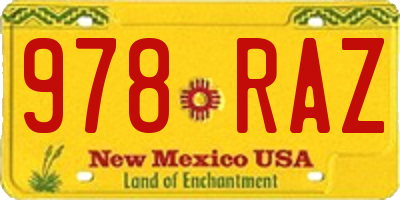 NM license plate 978RAZ