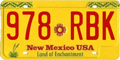 NM license plate 978RBK