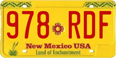 NM license plate 978RDF