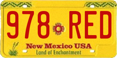 NM license plate 978RED
