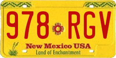 NM license plate 978RGV