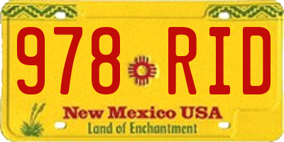 NM license plate 978RID