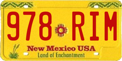 NM license plate 978RIM