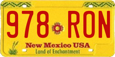 NM license plate 978RON