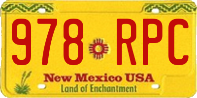 NM license plate 978RPC