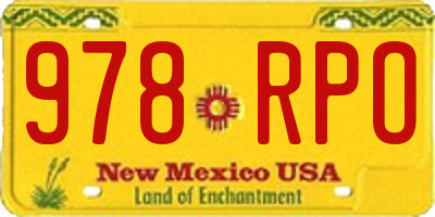 NM license plate 978RPO