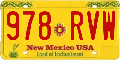 NM license plate 978RVW