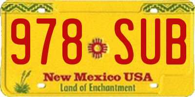 NM license plate 978SUB