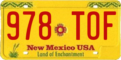 NM license plate 978TOF