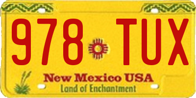 NM license plate 978TUX