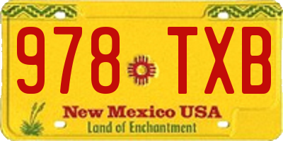 NM license plate 978TXB