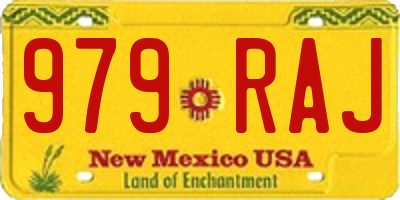 NM license plate 979RAJ