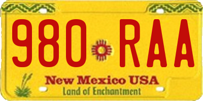 NM license plate 980RAA