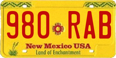 NM license plate 980RAB