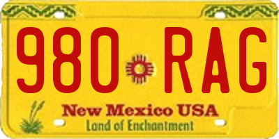 NM license plate 980RAG