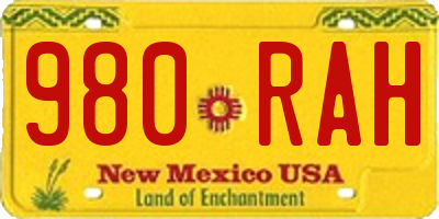 NM license plate 980RAH